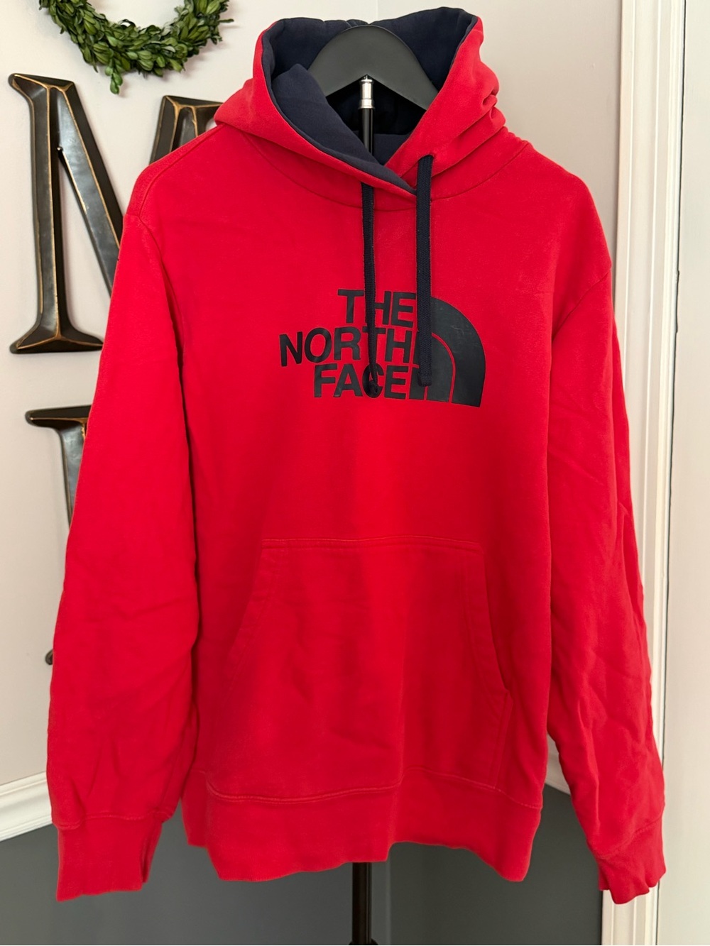 The North Face Men's Red Logo Hoodie w/ Navy Accents (244)
